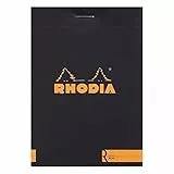 RHODIA 122008C - Bloc-Notes Punto Metallico « le R » N°12 Nero - 8,5x12 cm - 70 Fogli staccabili - Carta Clairefontaine Uni Avorio 90 g/m - Copertina Vellutata al tatto - Basics