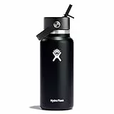 Hydro Flask - Borraccia da 946ml - Borraccia in acciaio inossidabile con isolamento sottovuoto, Cannuccia integrata, Black