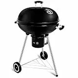 SunJas Barbecue Griglia a Carbone φ 57cm Rotonda Mobile Barbecue da Giardino Portatile, con Coperchio e 2 Ruote - 60 * 57 * 82 cm