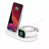 Belkin Caricabatterie Wireless 3 in 1, Stazione di Ricarica Wireless 7.5 W per iPhone, Apple Watch e AirPod, Dock di Ricarica Wireless, per iPhone, Apple Watch e Apple Watch, UK Plug