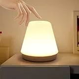 Birnetek® Lampada da Comodino Touch Dimmerabile LED con RGB 7 Colori e 3 Modalità, 2600mAh Lampada da Tavolo Senza Fili Ricaricabile da USB, Lampada Comodino Tempistica per Cameretta dei Bambini