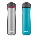 Contigo Cortland Chill 2.0 Borraccia con coperchio AUTOSEAL | Bottiglia d'acqua in acciaio inox, 680,4 g, confezione da 2 pezzi, ginepro e frutta del drago