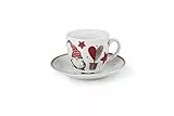 Excelsa Gnomo Set 6 Tazzine Caffè con Piattino, Porcellana, Decoro Natalizio, 90cl