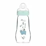 Istruzioni in Lingua Straniera MAM Feel Good A162 Biberon in vetro con tettarella 2 brevettata SkinSoftTM silicone ultra morbido per neonati da 0 mesi, 260 ml, blu