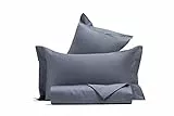 Set copripiumino federe letto Parure Copripiumino in raso di puro cotone Made in Italy (MATRIMONIALE, Grigio)