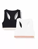Iris & Lilly Top Corto in Cotone Donna, Pacco da 2, Nero/Bianco/Anguria, 40