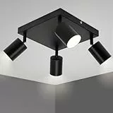 TaFiCo GU10 Faretto da Soffitto - Quadrato Nero Lampada da Soffitto 4 Luci - Faretti LED Soffitto Orientabili - Faretti LED Interno - Senza Lampadina