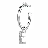 Lydreewam Orecchino Cerchio Donna Argento Sterling 925 Lettera E Pendenti con 3A zirconi, Diametro 20mm (un pezzo, non un paio)