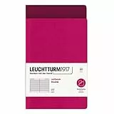 LEUCHTTURM1917 362695 Jottbook Double Medium (A5), 59 pagine numerate, Righe, Port Red + Fucsia, confezione doppia