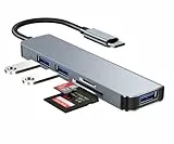 Hub USB C 5 in 1, Spazio Alluminio Adattatore USB C Hub con 1 USB 3.0,2 USB2.0， SD/TF, Applica a Adattatore MacBook PRO/Air M1, iPad PRO/Air M1, Windows, Chromecast,huawei,dell, Cellulare e Altro