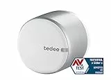 tedee Go Serratura Smart senza Conversione, Serratura Elettrica Keyless Access con Certificazione AV-TEST, Serratura Sicura per Porta con Chiusura Automatica e App, Sicurezza Casa Smart Lock, Argento
