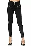 Elara Pantaloni Donna Elasticizzati Cintura Alta Jeggings Chunkyrayan Nero P 2563 Black-42 (XL)