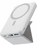 Yiisonger Magnetico Power Bank 10000mAh, Portatile Wireless Magnete Batteria con Bracket, Compatibile con MagSafe, Ricarica Rapida PD 22.5W Risplay LED per iPhone 15/14/13/12/Mini/Pro/Pro Max(Bianco)