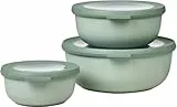 Mepal - Set di 3 Contenitori Cirqula Rotondo - Contenitori per Alimenti con Coperchio - Adatti come Contenitori Ermetici per Frigo, Freezer, Microonde - 350 ml, 750 ml & 1250 ml - Nordic sage