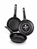BRA Efficient Set di 3 padelle, in alluminio pressofuso antiaderente con Teflon Platinum Plus [Esclusiva Amazon]