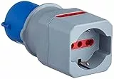 Electraline 80864 Adattatore Industriale da CEE a Schuko 2 Prese 10/16A Italiane, Blu
