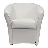 Totò Piccinni Poltrona POZZETTO Imbottita Artigianale in Ecopelle Design Made in Italy (Bianco)
