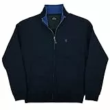 Felpa Uomo Aperta Senza Cappuccio Zip Intera Invernale Felpata con Tasche Pesante (M - Blu)