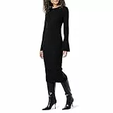 The Drop Vestito da Donna, Fernanda, in Maglia a Costine, con Maniche a Campana, Nero, XXL, Taglia Forte