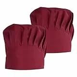 2 Pezzi Cappelli da Cuoco Donna Uomo, Regolabile Cappello da Cucina Elastici, Traspirante Berretto Cuoco Cappelli da Caffetteria Ristorante, Cappello Chef per Adulti Pasticcere Bar Casa Hotel (Rosso)
