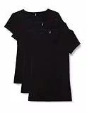 ONLY Onllive Love SS O-Neck Top 3 Pack CS Jrs T-Shirt, Nero. Confezione: + 2 Nero, L Donna