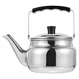Cabilock Piroscafo 1 L Fischio per La Stufa Top Teiera In Acciaio Inox con Maniglia Anti-Caldo Tè Caldaia Acqua Calda per Il Tè Caffè In Argento Teiera Riscaldante