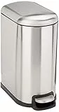 Amazon Basics - Pattumiera rettangolare con chiusura silenziosa per spazi stretti, 10 L / 2.6 Galloni, Argento