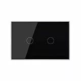 LIVOLO Interruttore della Luce con Indicatore LED Touch Switch con Pannello in Cristallo Toccare Interruttore a parete per Illuminazione Domestica,2 Gang 1 Way,C902-12