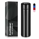 Flintronic Borraccia da 500 ML, Thermos con Tappo di Temperatura a LED, Thermos da Caffè in Acciaio Inossidabile, Tazza Termica Intelligente, Tenere Caldo/Freddo per Scuola, Ufficio, Nero