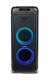Metronic 477182 Altoparlante Bluetooth Potente 600W Party XL, Portatile, LED Lights, Presa USB, MicroSD, 2 ingressi per Micro, Presa AUX-IN, Telecomando, Maniglia per Trasporto, Micro Incluso, Nero