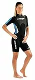 Cressi Med X Lady, Muta Shorty in Neoprene Bifoderato 2.5 mm High Stretch Donna, Nero/Blu/Grigio, S/2