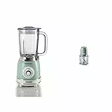 Ariete 583 Frullatore Vntage, Stile Retrò, 1000 W, Capacità 1,5 L, 4 lame in acciaio inox, 4 velocità, Funzone tritaghiaccio, Verde & Tritatutto Vintage, 2 Velocità, 400W, Verde