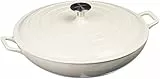 Amazon Basics - Casseruola bassa in ghisa smaltata, 3,1 L, Bianco