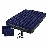Intex 68765E Materasso Matrimoniale con Pompa Manuale, 152 x 203 x 22 cm, Blu
