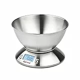 Girmi PS85 Bilancia Elettronica da Cucina,1 g - 5 kg, Temperatura Ambiente, Tara, Timer, Acciaio INOX