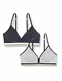 Iris & Lilly Brassière in Cotone Donna, Pacco da 2, Grigio Puntinato/Blu Marino, 46