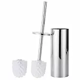 MICTREE Scopino per WC con supporto, in acciaio INOX con testina di ricambio extra, finitura cromata
