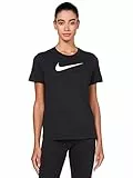 Nike W NK DF Tee Swoosh T-Shirt, Black/White, L Donna