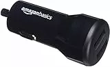 Amazon Basics Caricabatterie per auto a 2 porte USB, per dispositivi Apple e Android - 4,8 A/24 W - Nero