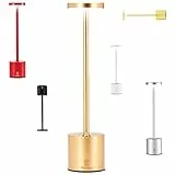 Zolinah Artemisia,Lampada da Tavolo Senza Fili-3 Livelli di Intensità Regolabile Batteria Ricaricabile USB-per Casa,Ristorante,Giardino e Ufficio (Oro)