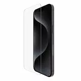 Belkin ScreenForce TemperedGlass Proteggi schermo, vetro temprato per iPhone 15 Pro, sottile, trasparente, antigraffio, include un supporto per un'applicazione senza bolle, 2 pezzi , Esclusiva Amazon