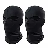 MIVAIUN 2 Pezzi Maschera di Passamontagna, Passamontagna con 2 Fori, Balaclavas per Uomo Donna, Protettore UV, Leggero, Confortevole e Traspirante, Sottile Tessuto Elastico, per Sci Moto (Nero)