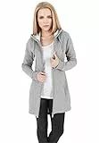 URBAN CLASSICS Felpa Lunga con Cappuccio da Donna, Cardigan Lungo con Zip a Coulisse, Felpa da Donna a Maniche Lunghe con Tasche, Maglione con Cappuccio, Colore grigio, taglia M