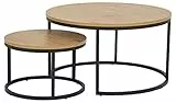 AC Design Furniture Spencer Set di 2 Tavolini da Salotto Tavolini Rotondi Con Aspetto Rovere Tavolini Bassi Legno Moderni Design Stile Industriale Ø: 80 x H: 44,5 cm, Ø: 50 x H: 33 cm