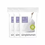 simplehuman CW0257 sacchi spazzatura, sacchetti su misura codice G, bianchi, 3 x confezione da 20 (60 sacchetti)