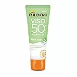 Bilboa, Protezione Solare Viso Aloe Vera Sensitive SPF 50+, Crema per Pelli Sensibili, Protegge e Idrata Senza Alcool, Resistente all'Acqua, 50 ml