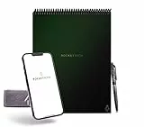 ROCKETBOOK Flip - Blocco note con 1 penna Pilot Frixion e 1 panno in microfibra incluso, copertina verde, formato lettera (15,2 x 28 cm) (FLP-L-K-CKG)