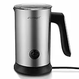Montalatte Elettrico, 4 in 1 Montalatte Automatico con Funzionalità per Latte Caldo e Freddo, con rivestimento antiaderente all'interno, facile da pulire, Rame