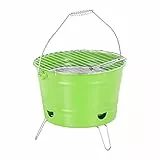 Relaxdays Barbecue Portatile, Mini Grill Rotondo, Griglia da Esterno, Balcone, Campeggio, a Carbonella, Ø 27cm, Verde