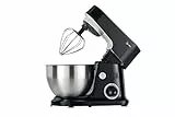 MIDEA MJ-KM6001W Impastatrice Planetaria Multifunzione, Potenza 600W, 6 Velocità Regolabili, con Fruste e Ganci Impastatori in Acciaio Inox, Recipiente da 4L, Colore Nero